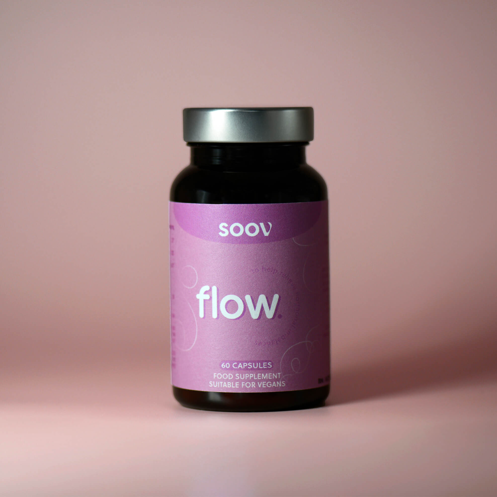 Soov Flow PMS and period cramp supplement bottle, 60 capsules
